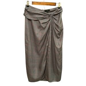 RAG & BONE Amber Plaid Silk Skirt In Grey Size 4